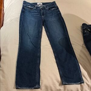 PAIGE Women's Dark Blue Straight Leg Jeans